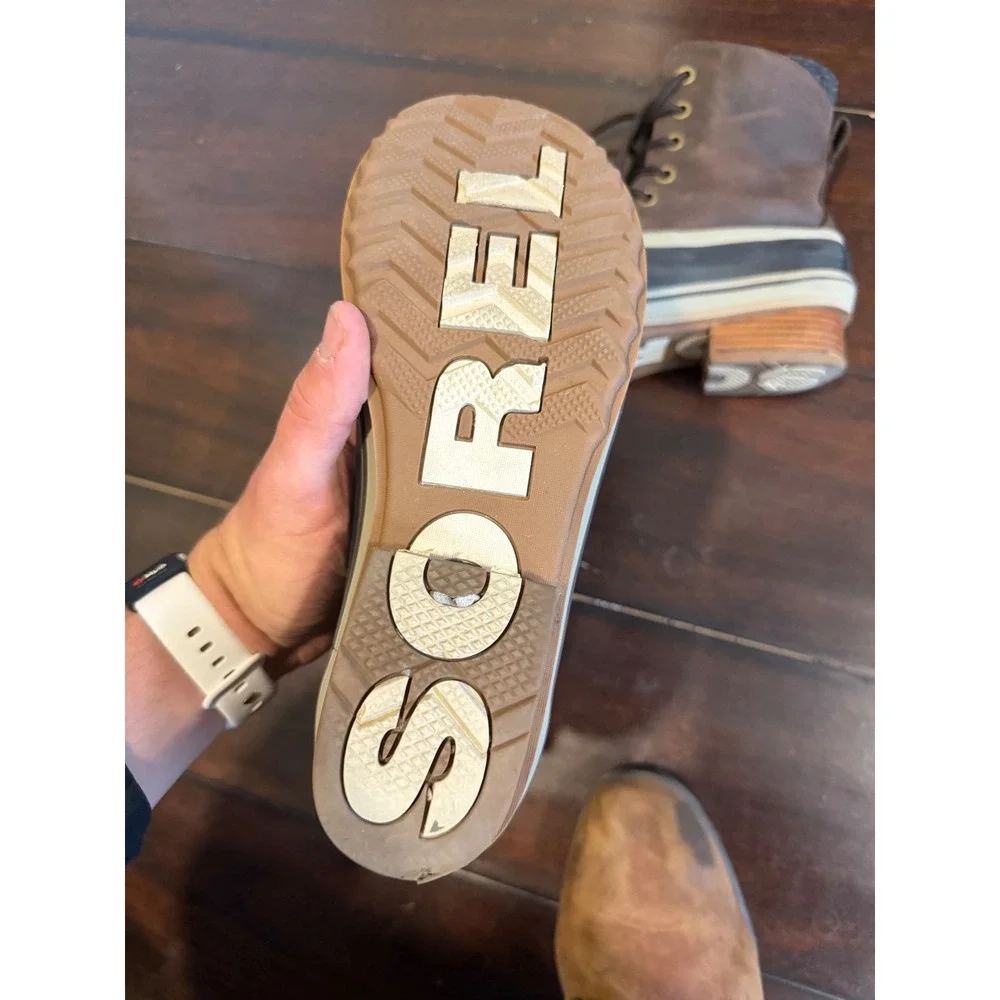 Sorel Slimpack III Lace Waterproof‎ Duck Boots Brown Black NL3810-205 Womens 9.5